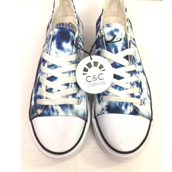 C &C California Blue Tie Dye Platform Lace Up Fashion Sneaker Women's 11M - Picture 5 of 14